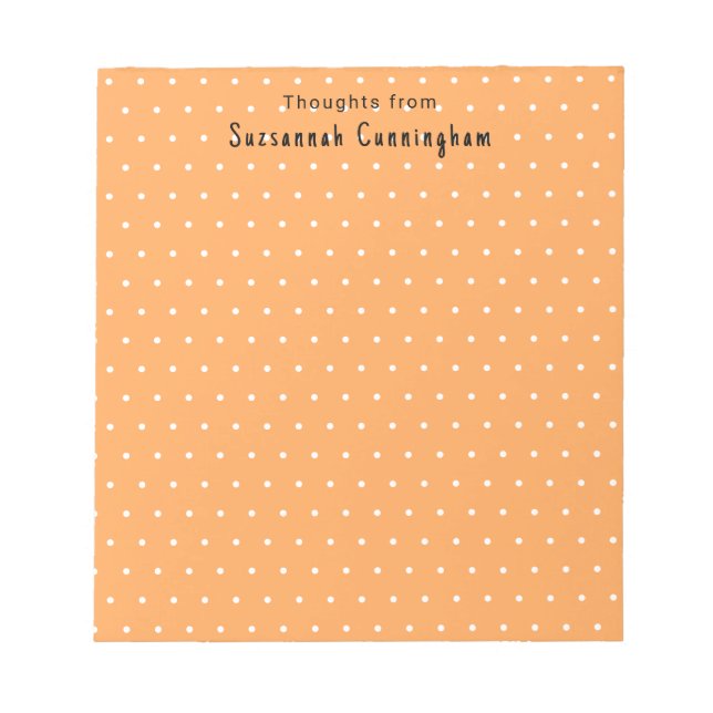 White Polka Dots Pattern On Pastel Orange Custom  Notepad (Front)