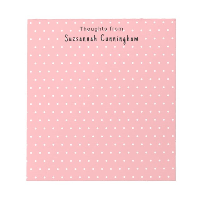 White Polka Dots Pattern On Pastel Pink Custom Notepad (Front)