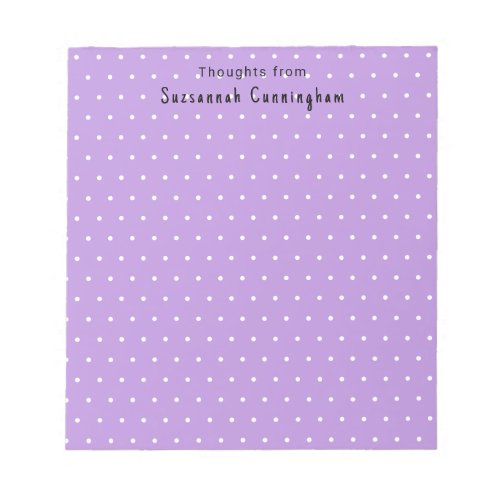 White Polka Dots Pattern On Pastel Purple Custom Notepad