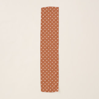 White Polka Dots Pattern On Terracotta Brown Scarf