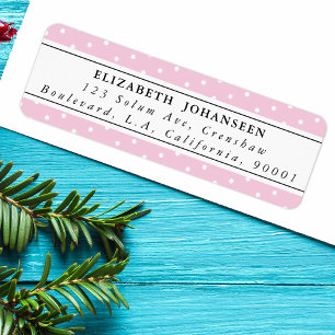 White Polka Dots Pattern Pink Chic Return Address Label