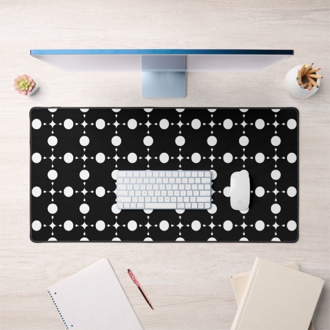 White Polka Dots, Polka Dot Pattern, Dots, Dotted Desk Mat (Office 1)