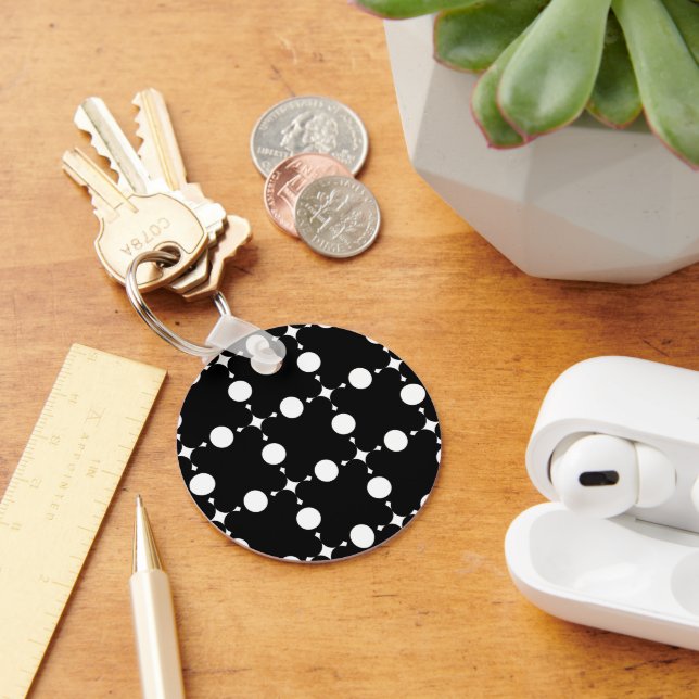 White Polka Dots, Polka Dot Pattern, Dots, Dotted Keychain (Desk)