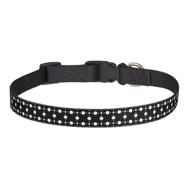 White Polka Dots, Polka Dot Pattern, Dots, Dotted Pet Collar (Front)