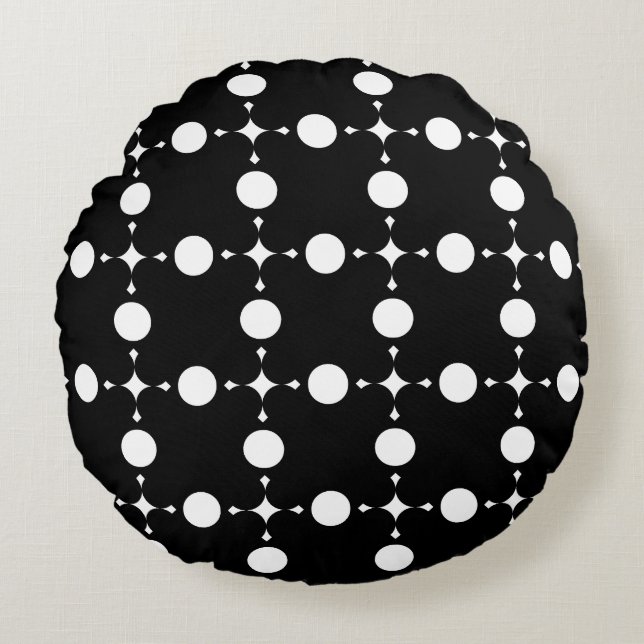 White Polka Dots, Polka Dot Pattern, Dots, Dotted Round Pillow (Front)
