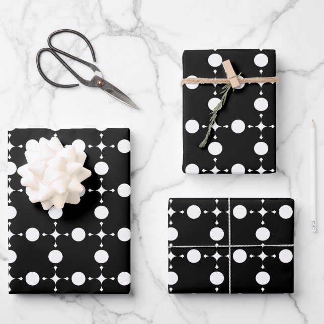 White Polka Dots, Polka Dot Pattern, Dots, Dotted Wrapping Paper Sheets (Front)