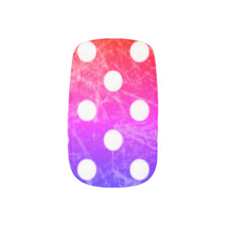 White Polka Dots Rainbow Minx Nail Art