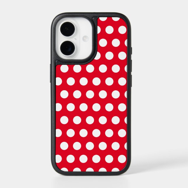 White Polka Dots Red iPhone Case (Back)