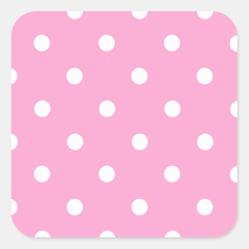 White Polka Dots with Pink Background Square Sticker