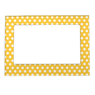 White Polka Dots with Yellow Background Magnetic Frame