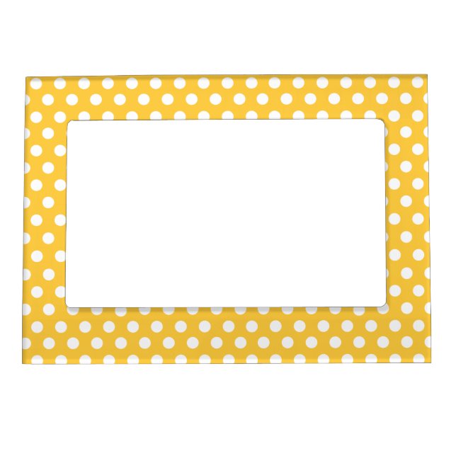 White Polka Dots with Yellow Background Magnetic Frame (Front)