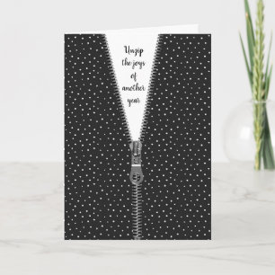 White Polka Dots with Zipper for Birthday Card