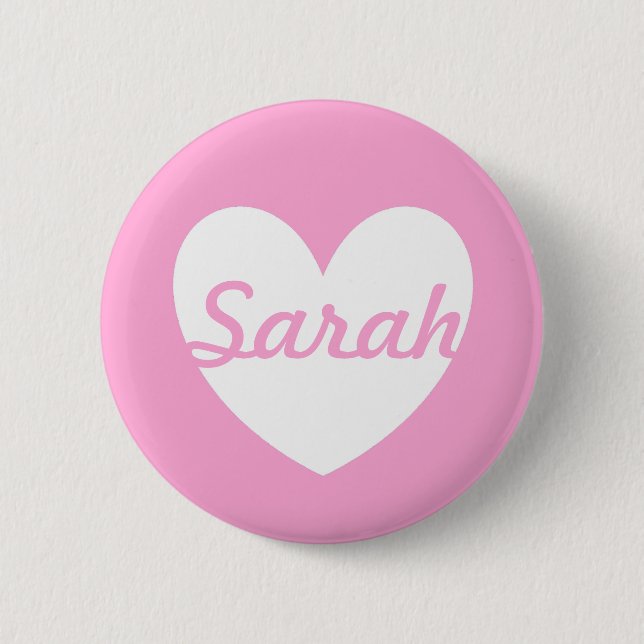 White polka hearts on Cotton Candy Pink Button (Front)