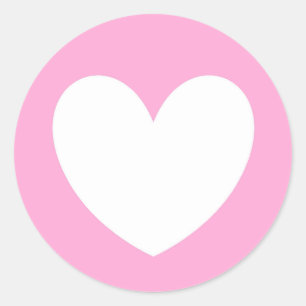 White polka hearts on Cotton Candy Pink Classic Round Sticker