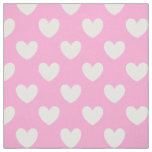 White polka hearts on Cotton Candy Pink Fabric