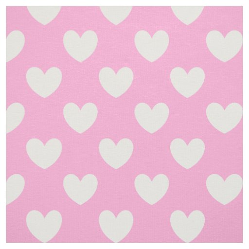 White polka hearts on Cotton Candy Pink Fabric