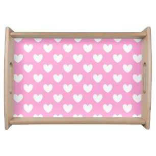 White polka hearts on Cotton Candy Pink Serving Tray
