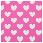 White polka hearts on fuchsia pink fabric