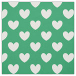 White polka hearts on Kelly green Fabric