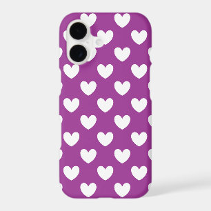 White polka hearts on Purple Cactus Flower purple iPhone 17 Case