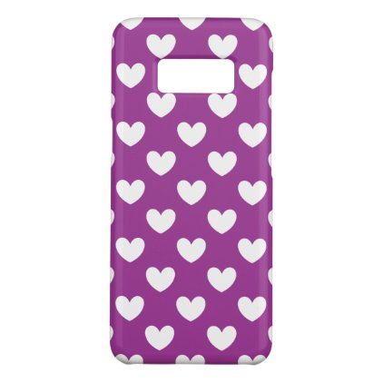 White polka hearts on purple Case-Mate samsung galaxy s8 case