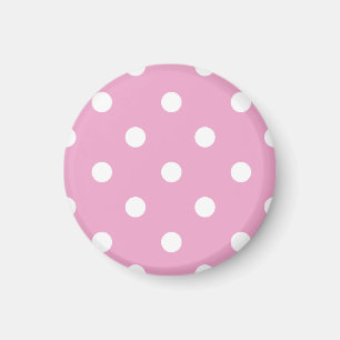 White Polka on Pink Magnet