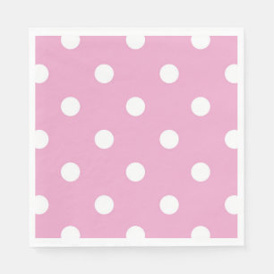 White Polka on Pink Paper Napkins; Choose Size Napkins