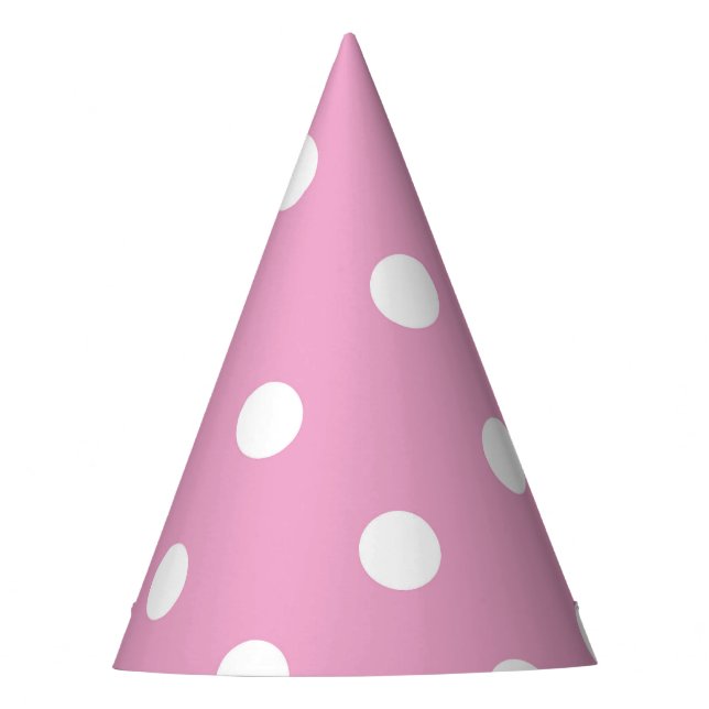 White Polka on Pink Party Hat (Front)