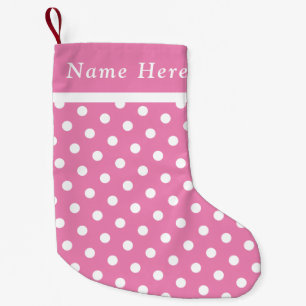 White Polka Pink Christmas Stocking Custom Name
