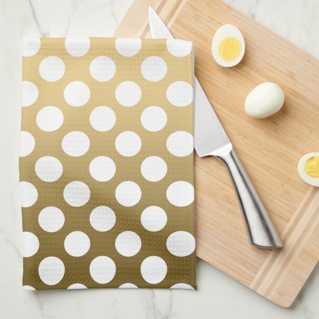 White Polkadot over Gold Background Towel (Quarter Fold)