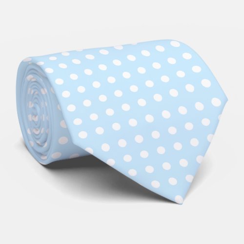 White Polkadot Pattern Custom Baby Blue Background Tie