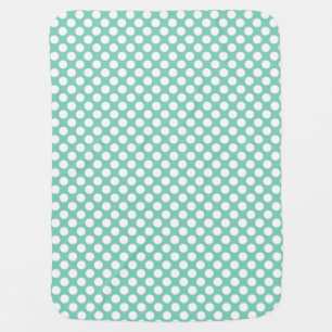 White Polkadot Pattern Custom Mint Background Stroller Blanket
