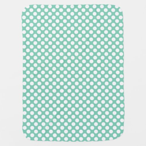 White Polkadot Pattern Custom Mint Background Stroller Blanket