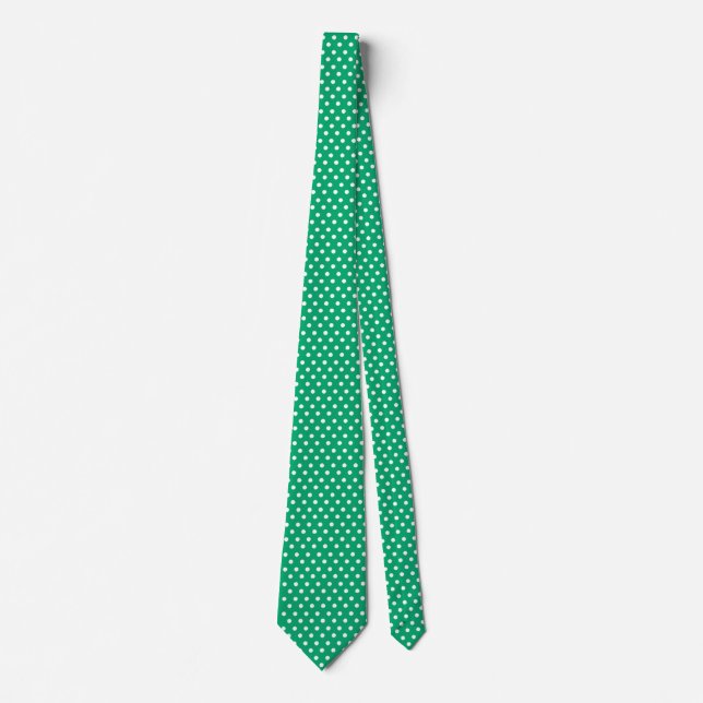 White Polkadots Jade Green Tie Cheap Elegant (Front)