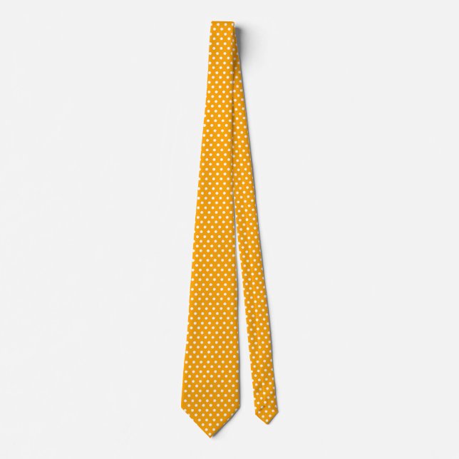 White Polkadots Medium Orange Cheap Elegant Tie (Front)