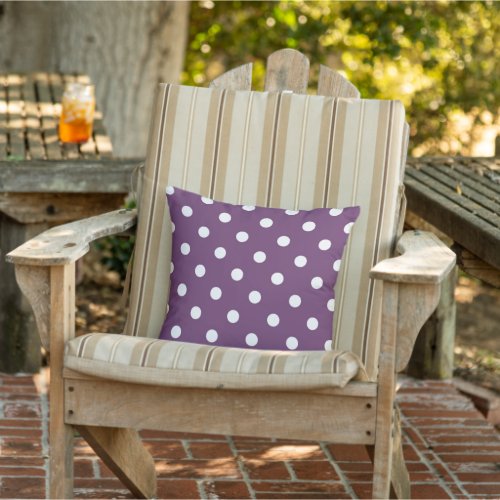 White Polkadots Pattern Amethyst Violet Purple Outdoor Pillow