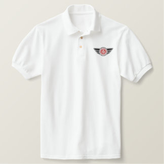 White polo shirt with red MCR logo