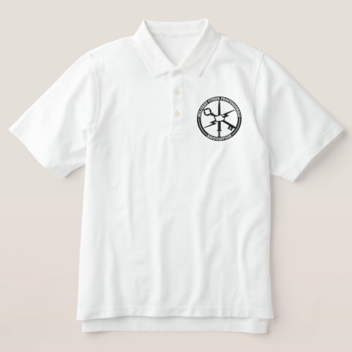 White polo with black MCPA embroidered logo