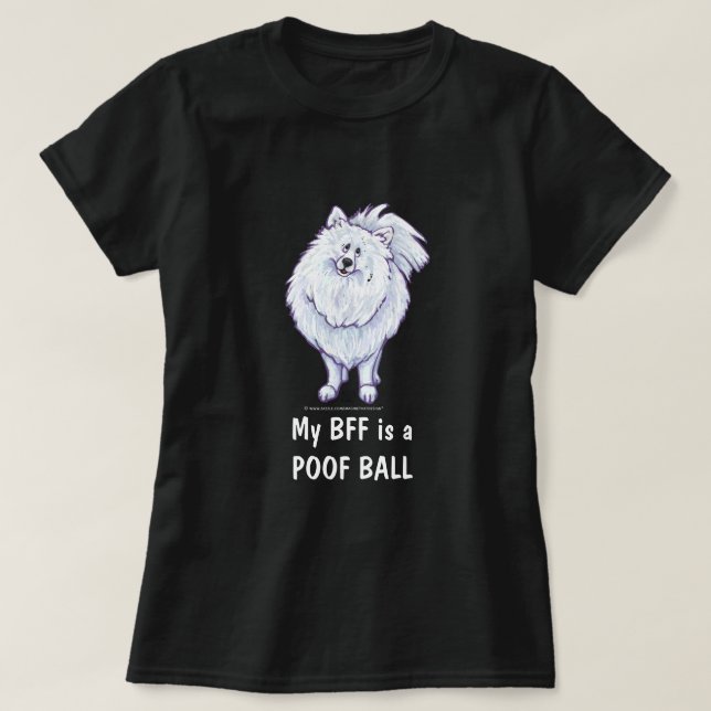 White Pomeranian BFF Poofball T-Shirts (Design Front)