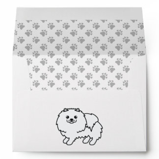 White Pomeranian Cute Cartoon Dog Envelope