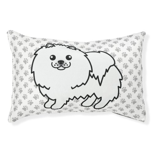 White Pomeranian Cute Cartoon Dog  Paws Pet Bed