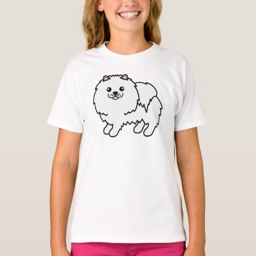 White Pomeranian Cute Cartoon Dog T_Shirt
