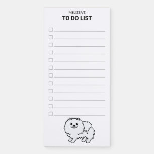 White Pomeranian Cute Cartoon Dog To Do List Magnetic Notepad