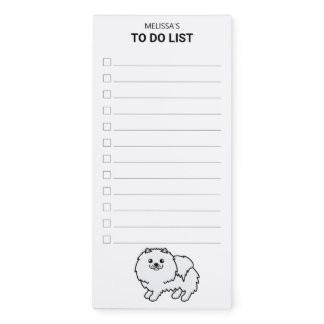White Pomeranian Cute Cartoon Dog To Do List Magnetic Notepad