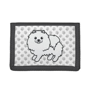 White Pomeranian Cute Cartoon Dog Trifold Wallet