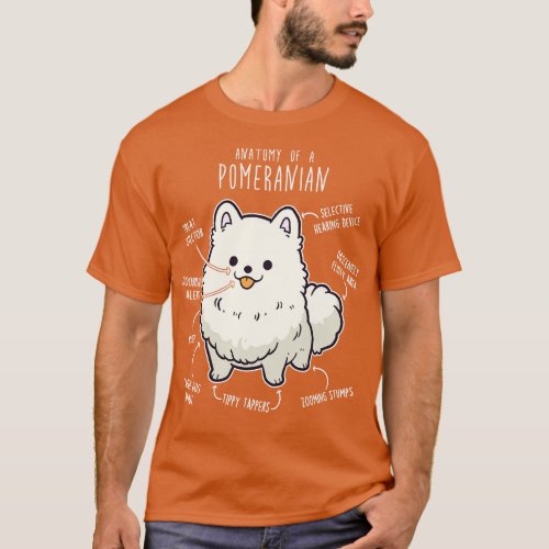 White Pomeranian Dog Anatomy 1 T_Shirt