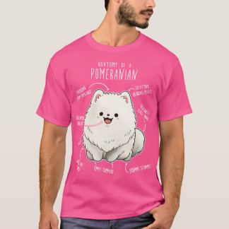 White Pomeranian Dog Anatomy T-Shirt