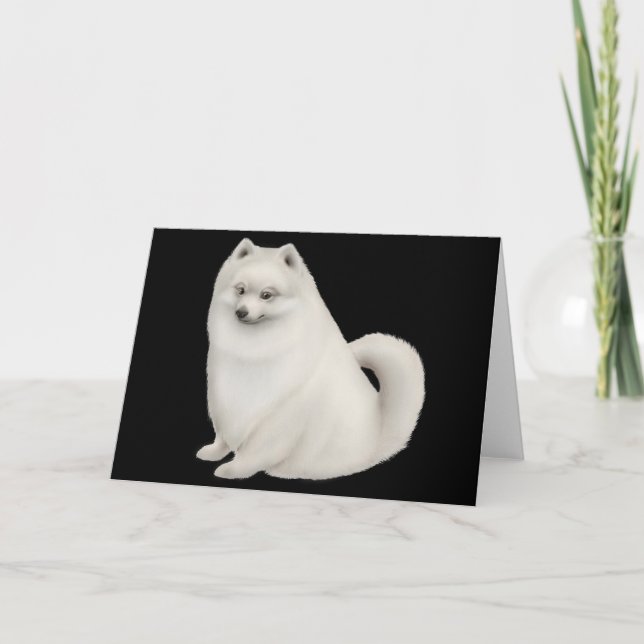 White Pomeranian Dog Greeting Card (Front)