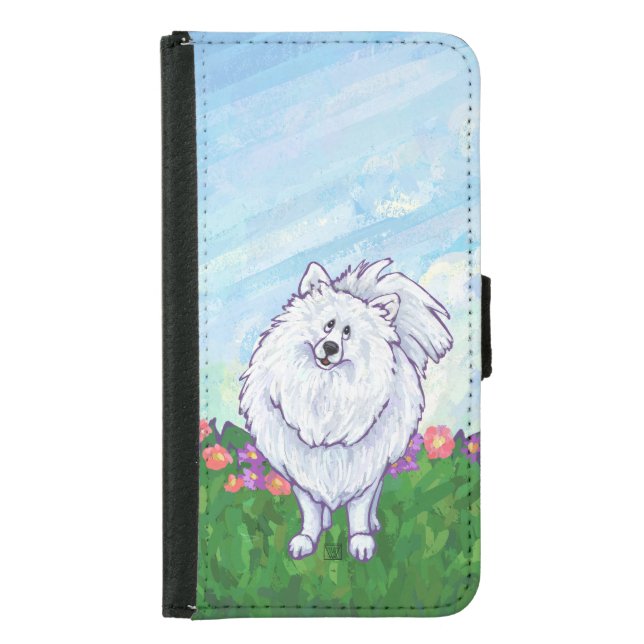 White Pomeranian Electronics Samsung Galaxy Wallet Case (Front)