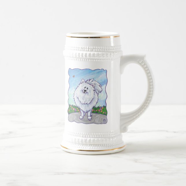 White Pomeranian Gifts & Accessories Beer Stein (Right)